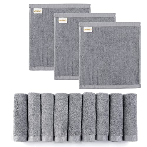 VIVANA Baby Washcloths – Bamboo Washcloths Towel – Soft Wash Cloth Set of 12 – Facial Towels for Face and Body – Neutral Washcloth Pack for Newborn- Baby Registry as Shower (Grey)