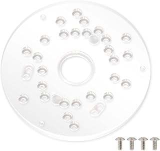 POWERTEC Router Base Plate Acrylic 5-3/4" w/Screws & Predrilled Holes for Trim & Plunge Routers, Clear Guide Bushing Router Plate, Fits Listed Models Bosch, DeWalt, Makita, Porter Cable & More - 71381