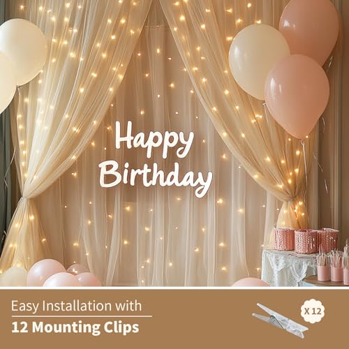 Cortina de Tul con Luces Champagne 10x10ft para Fondo miniatura 7