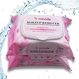 mivida Hypoallergenic Makeup Remover Wipes 2 Pack of 25 Count | Facial Cleansing Make up Remover Face Wipes with Vitamin E | Fragrance Free, Alcohol Free wipes | Total 50 Count