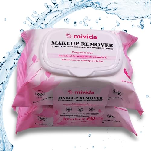 Mivida Hypoallergenic Makeup Remover Wipes 2 Pack Of 25