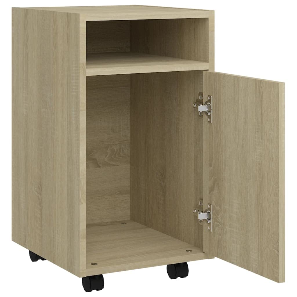Armadietto da ufficio, armadietto autoportante, per aziende, ufficio, scuola, soggiorno, camera da letto, con ruote, rovere Sonoma, 33 x 38 x 60 cm, truciolato