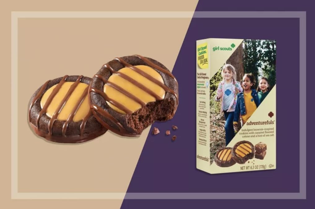 2 Set - Girl Scout Cookies Adventurefuls Brownie & Carmel - 1 Box of 16 Cookies 6.5 Ounce