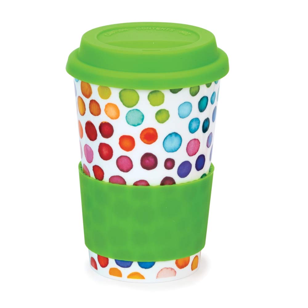 Dunoon Fine Bone China Multi Colour Hot Spots Dots Travel Reusable Mug