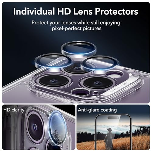 Image of ESR for iPhone 14 Pro Max Case, Compatible with MagSafe, Full-Body Military-Grade Drop Proof Case for iPhone 14 Pro Max with Built-in 9H+ Tempered Glass Screen Protector, Clear