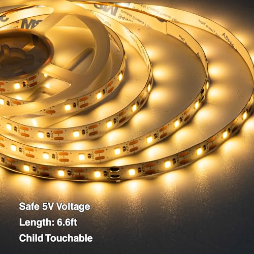 Tira LED a batería 6.6 pies luz cálida flexible miniatura 2