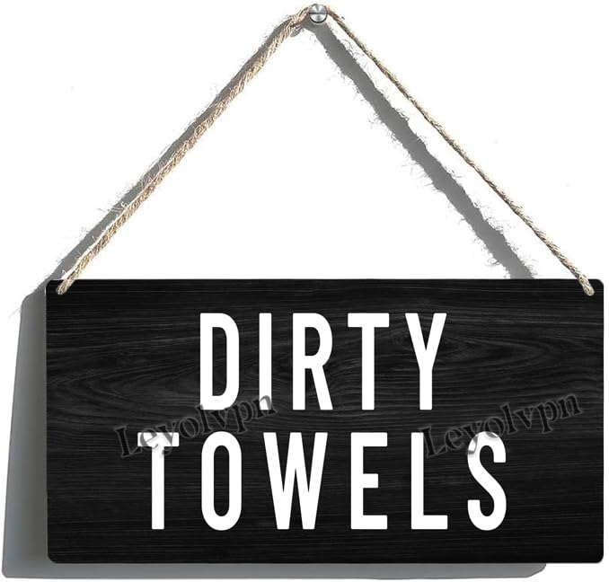 Leyolvpn Dirty Towels Sign - Swimming Pool wood Indoor or Outdoor Wall Art, 12×6 Inches