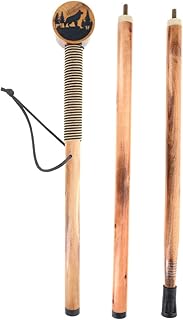 SE 3 Piece 55" Detachable Pine Wood Walking/Hiking Stick with Metal Tip, Reinforced Rubber Tip, and Water-Resistant Travel Pouch - Portable and Durable for Outdoor Adventures