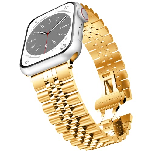 Baozai Compatible con Apple Watch Band 42 mm 44 mm, Acero Inoxidable iWatch Banda con Cierre de Mariposa Plegable para Apple Watch Band Series 4/3/2/1 Hombres