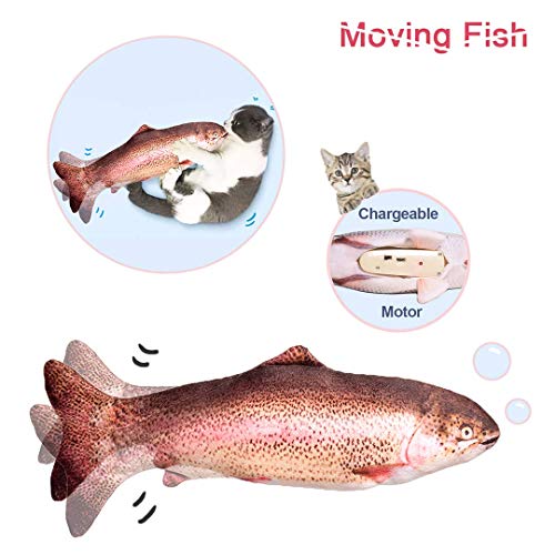 Leven 11“ Electric Flopping Cat Kicker Fish Toy, Realistic Moving Fish for Kitty