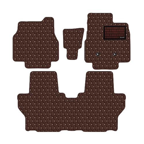 【次世代レザーマット】Aviles ダイハツ 新型 ムーヴキャンバス LA850S LA860S フロアマット(02:2WD電動パーキングブレーキ, 02:ライチ柄 × 焦げ茶)