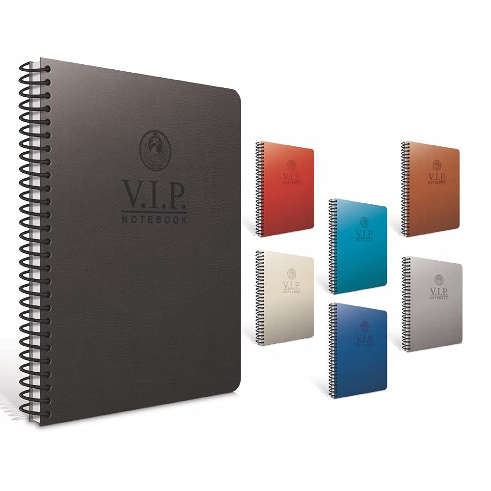 Gıpta Vip 27364 Cahier à spirales en cuir 140 feuilles carrées 1081 Format A4
