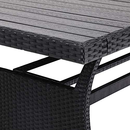 Casaria Polyrattan Gartentisch 190x90x74cm mit Ablage WPC-Tischplatte Höhenverstellbar Holzoptik Wetterfest Garten… – Bild 5