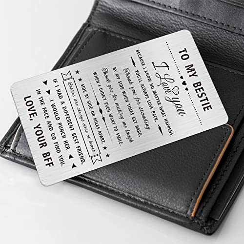 Alotozo Engraved Wallet Card for Best Friend - To My Bestie Gifts - Long Distance Friendship Gift Ideas - Bff Birthday Card for Women Female Funny4
