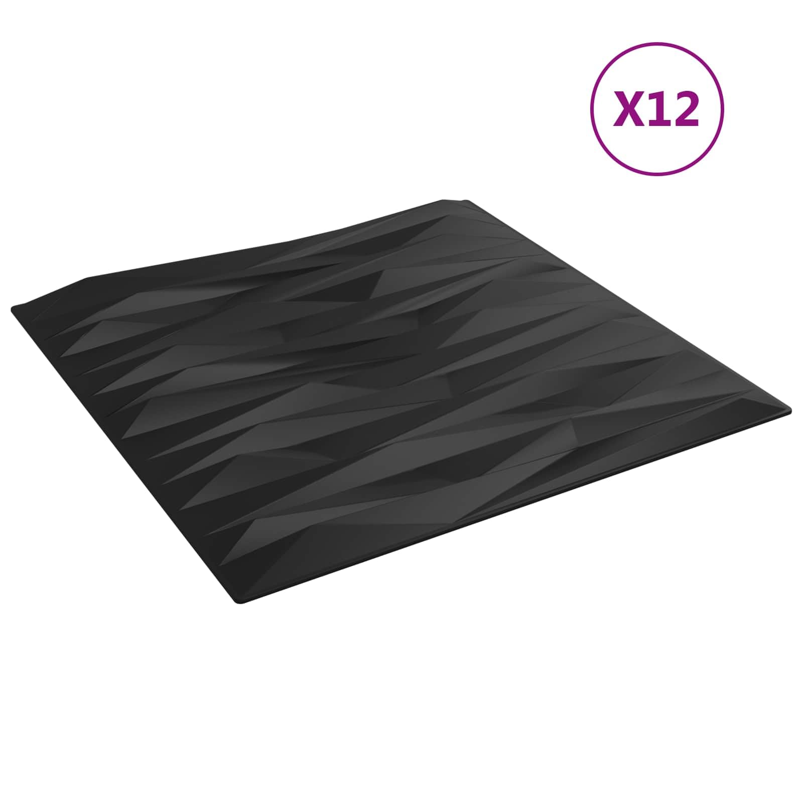 XPS - Paneles de pared (12 unidades, 50 x 50 cm), color negro