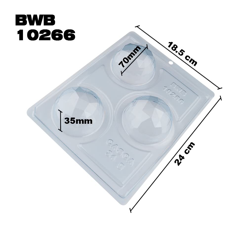 BWB 10266 Moule Chocolat Cadran facetté 70mm Spécial 3 parties en Silicone pour chocolat chaud 3 trous 24-230g Matériel Plastique PET Transparent Tridimensionnel Gâteaux Ustensiles Truffes