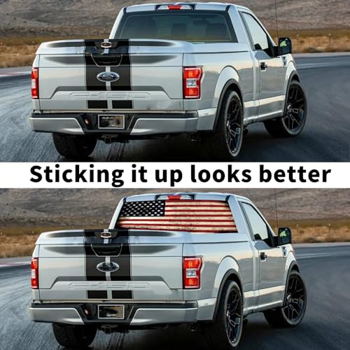 Image of Rear Window Decals for Trucks - 65x17.3 in Back Window American Flag Decals Fit Most Pickup Trucks SUV, Patriotic Car America Flag Decals for Personalized