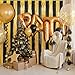 Crosize 3 Pack 3.3 x 9.9 ft Black & Gold Foil Fringe Curtains Party Decorations, Black & Gold Tinsel Curtain Backdrop for Parties, Door Streamers, Glitter Streamer Backdrop for Birthday Decoration
