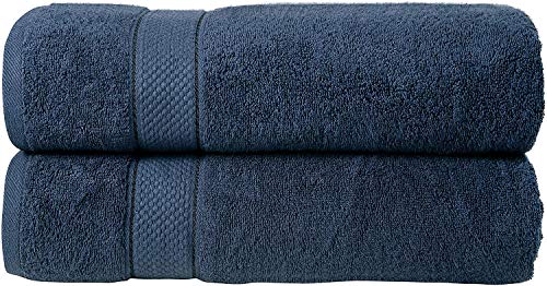 Image of Global Home 100% Cotton Bath Towel II 500 GSM II Blue II 140 X 70 cm - 2pc Set for Gym, Kitchen, Home, Bathroom or Spa, Wash Basin, Hotel