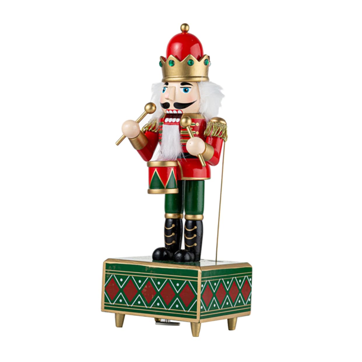 Schiaccianoci Carillon Musicale in Legno Decorazione Natalizia Classica Statuina di Schiaccianoci Tamburo Ornamento Musicale per Festa
