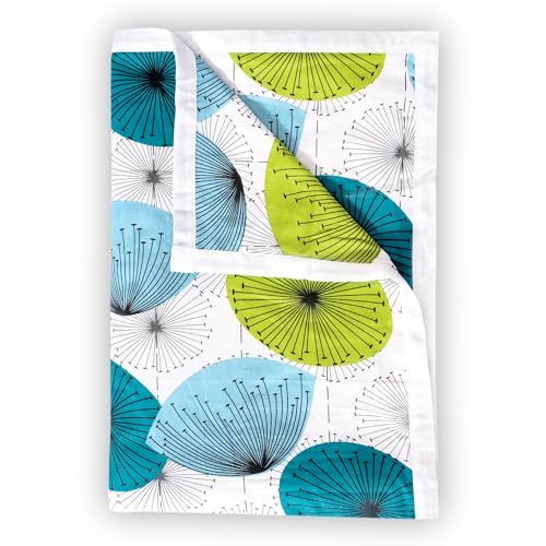 Image of Divine Casa Floret 100% Cotton Double Dohar | 120 GSM | Soft & Lightweight Throw Blanket | Reversible Design | Cozy & Breathable Bedding | All-Season Comfort | 220 x 205 CM, Aqua