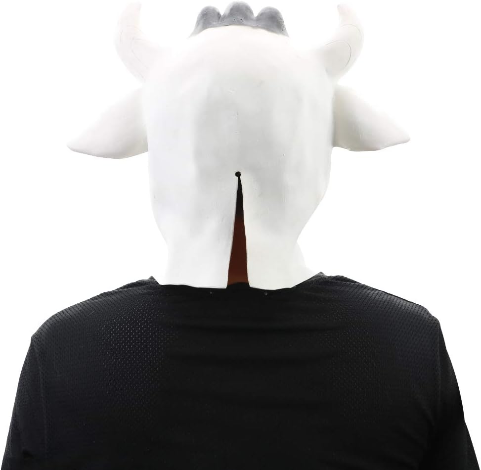 STYLER Halloween Costume Party Cow Mask - Latex White Animal Head Mask for Men