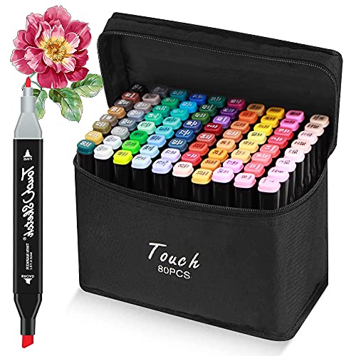 80 Colors Alcohol Markers, Dual-Tip Alcohol Based Art Markers, 2021 Premium Brush Markers, ProaStar Alcohol-Based Sketch Markers for Painting, Coloring, Sketching, and Drawing