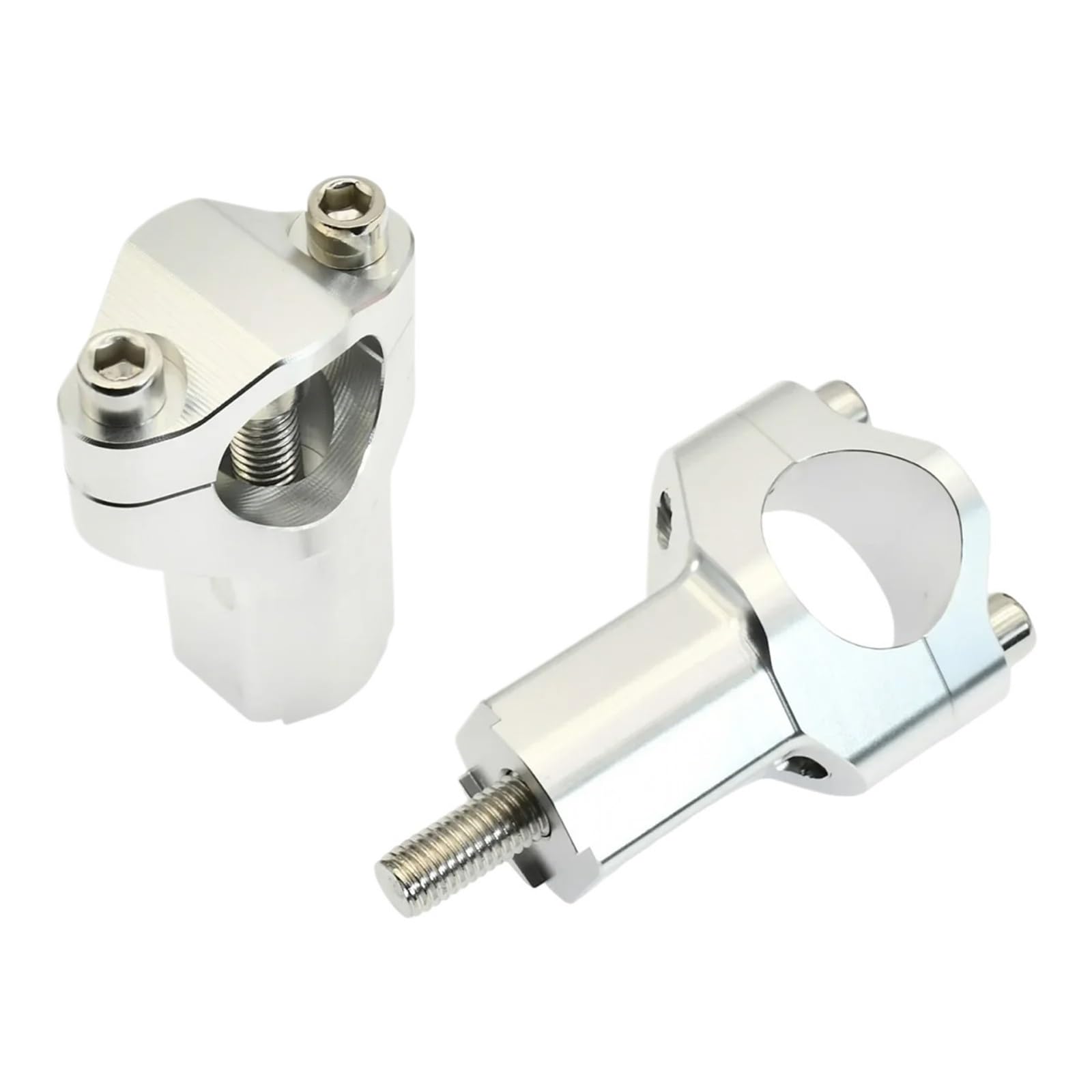 NADCFN Motorcycle 55mm CNC Handlebar Riser Bar Clamp Mount Fit For SX Handlebar Riser(Silver)