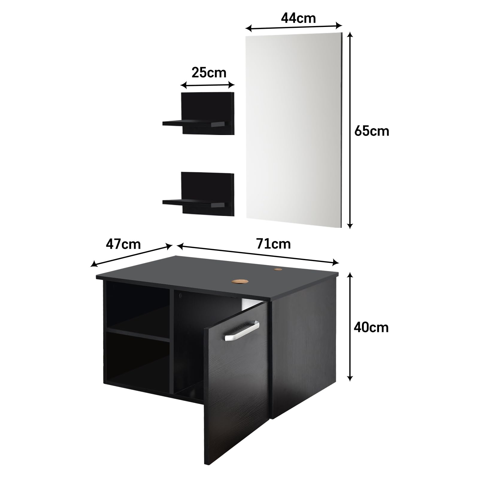 YU YUSING Badmöbel Set Waschbeckenunterschrank Badezimmerschrank mit Waschbecken Unterschrank Spiegel, Badezimmermöbel mit Waschtisch, Spiegelschrank, 2 Wandregale, Wasserhahn Set (Modern Blau)
