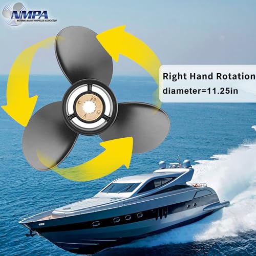 Image of VIF Jason Marine Upgrade OEM 13 Spline Tooth Aluminum Outboard Propeller with Mercury Engines 30 /35 /40 /45 /50 /55 /60 /70hp, Not for EFI Engine, 3-1 /4 inch Gearcase,RH