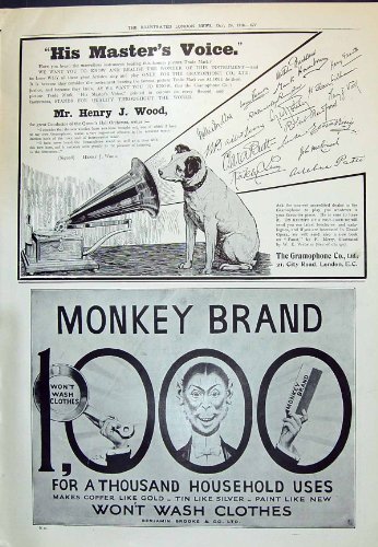 Impression Antique du Moine 1910 de la Voix des Maîtres En Bois de Henry de Phonographe de Publicité… Impression Antique du Moine 1910 de la Voix des Maîtres En Bois de Henry de Phonographe de Publicité…