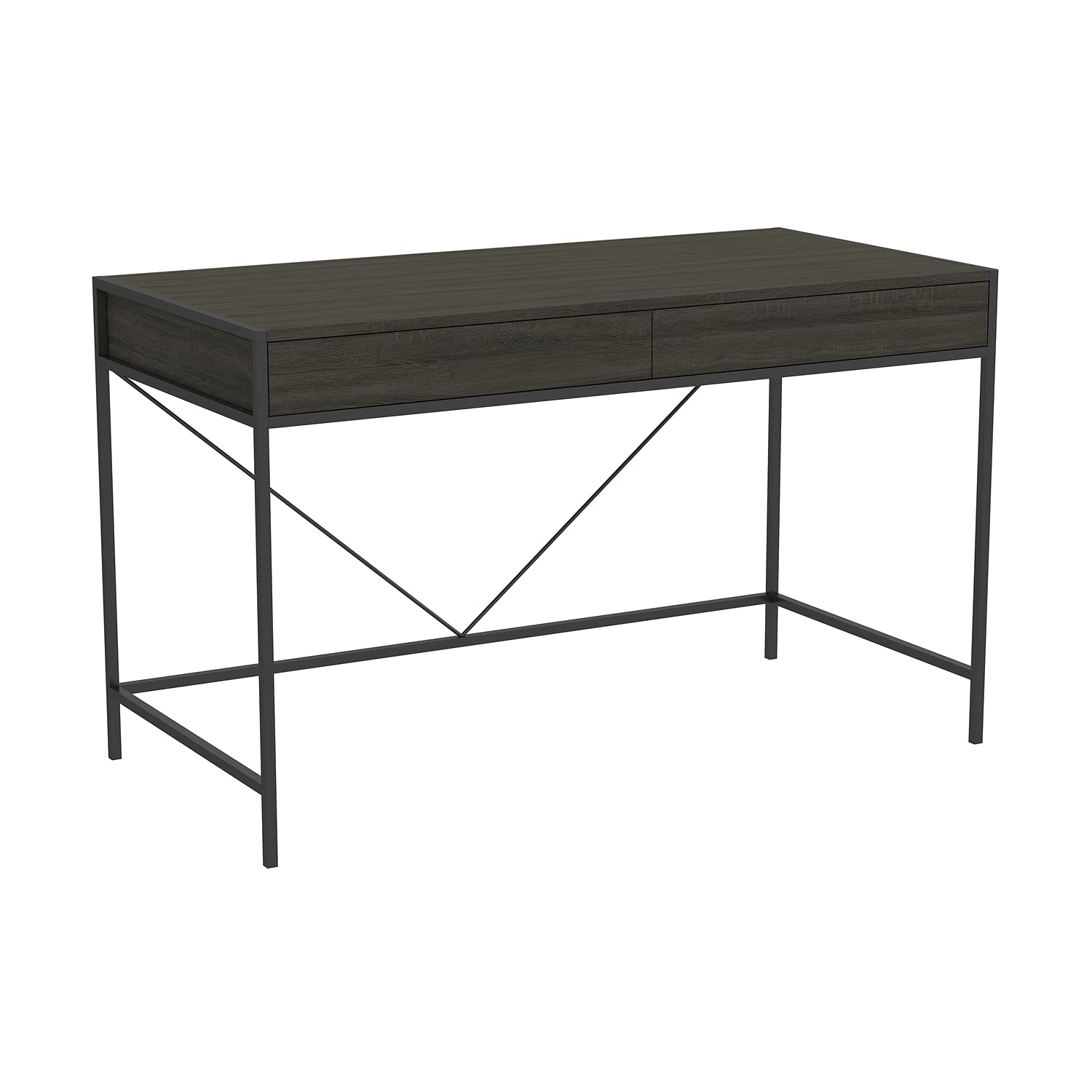 Photo 1 of * item missing pieces * sold for parts *
Safdie & Co. 49" L Grey Wood with 2 Drawers & Black Metal Frame Computer Desk, 49inch x 23.75inch x 31inch, Grey