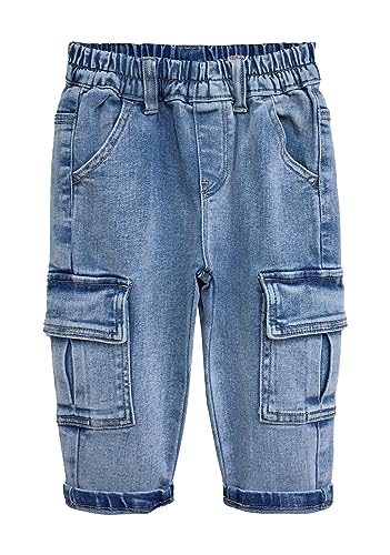 KIDSCOOL SPACE Baby Jeans,Little Toddler Kids Elastic Waist with D-Ring Stretch Cargo Denim Pants,Light Blue,18-24 Months
