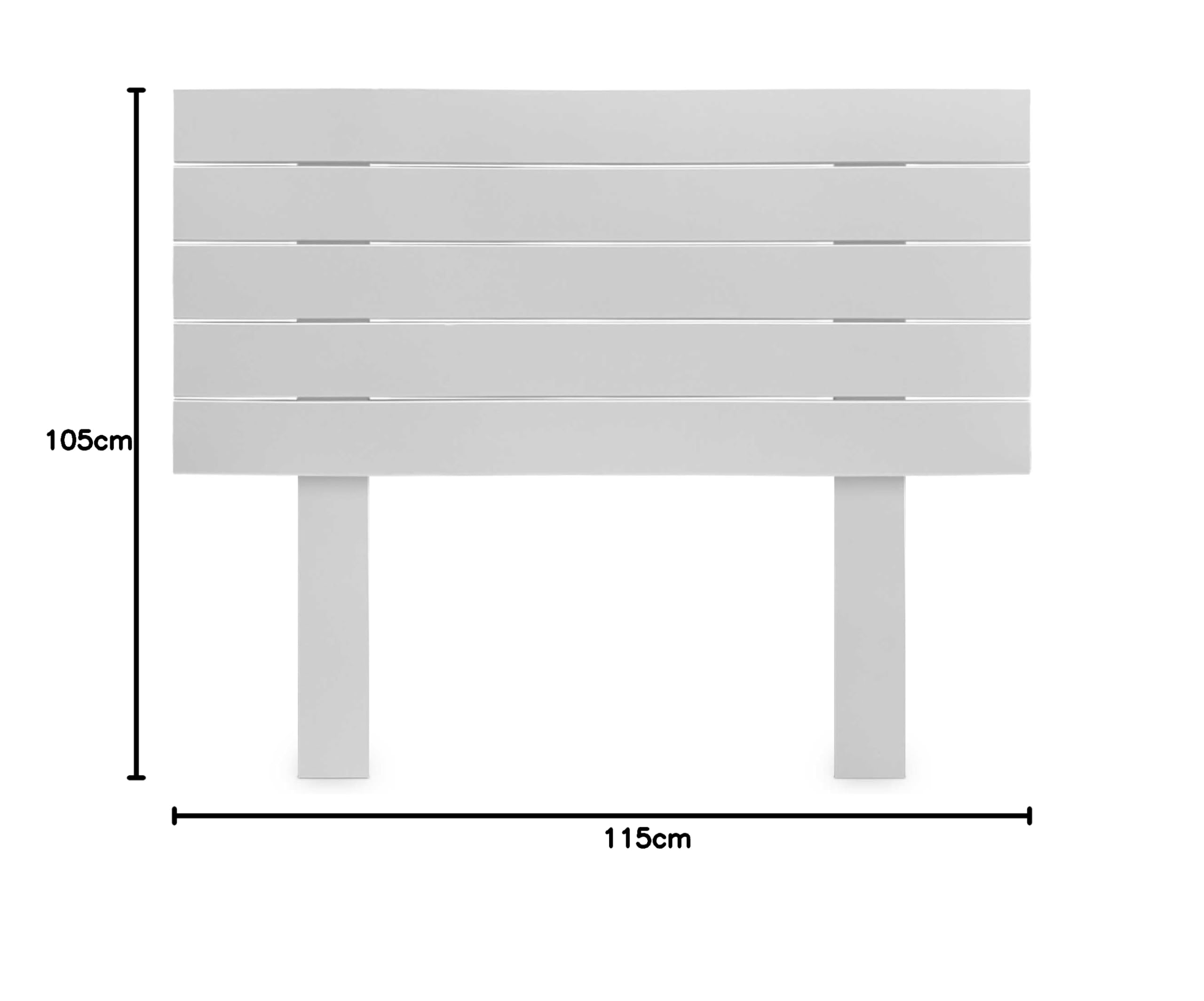 DHOME Cabecero de Madera reciclada DM con Patas Estilo Palet Horizontal Cama Palets Herrajes incluidos (105cm, Blanco Sólido)