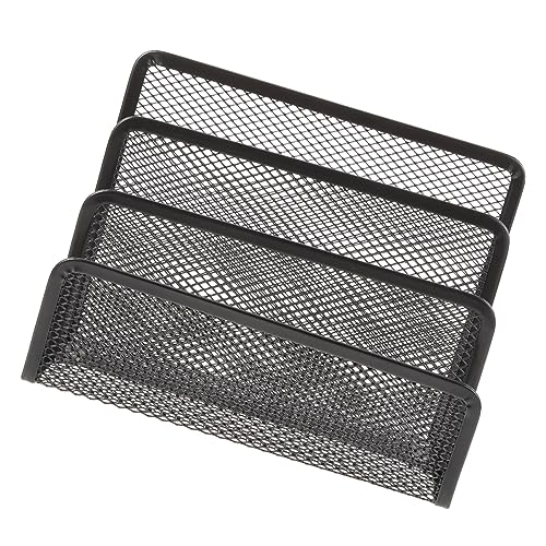 Veemoon Metal Mesh Document Organizer with Compartments Versatile Folder Holder for Home Office Black Wire Desktop File Storage for Magazines Books and Documents