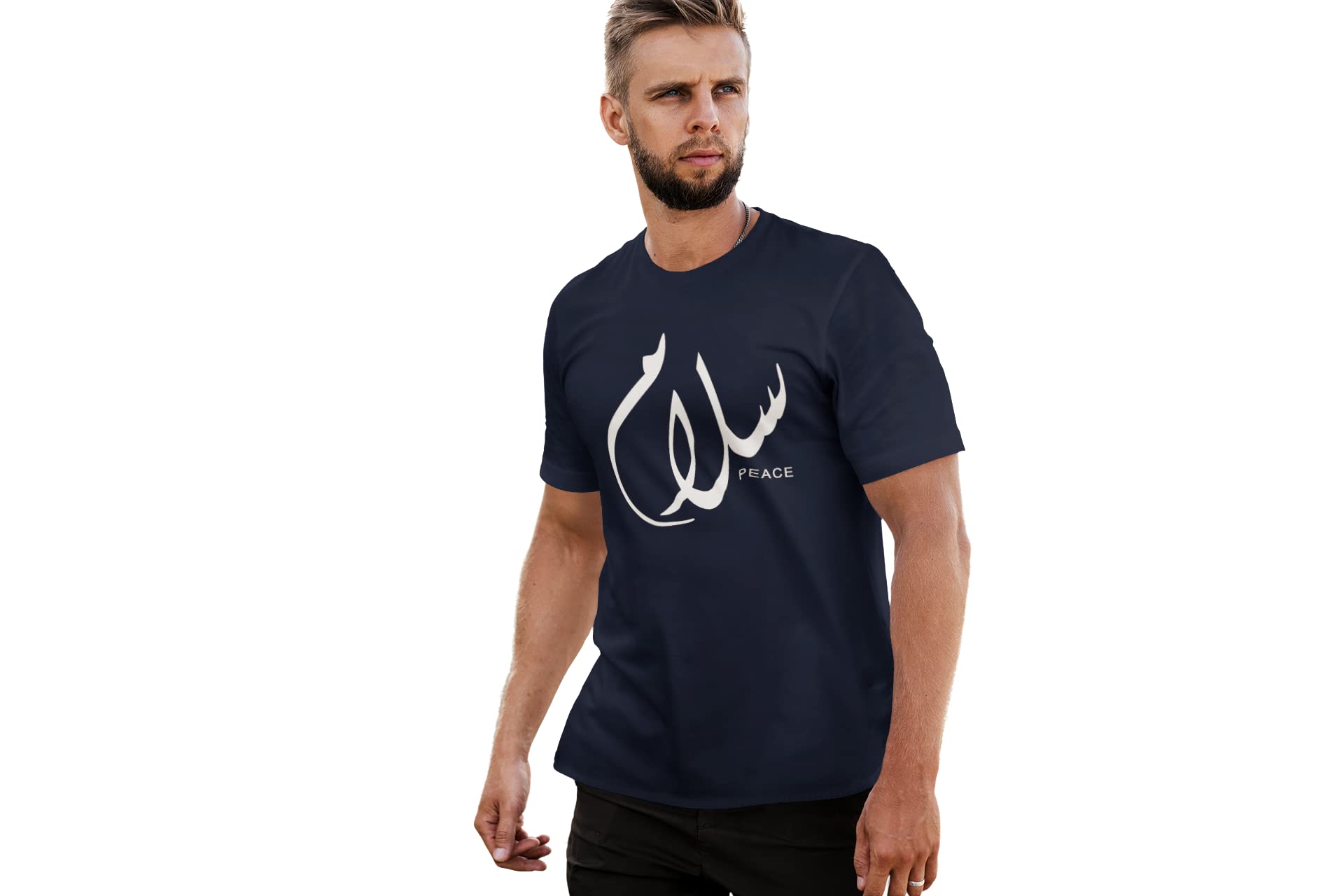 DubshiMen's Arabic Calligraphy T-Shirt | Cool Design | 60% Cotton, 40% Polyester (Peace)