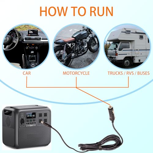 Image of 16.4 FT Car Charger Cable, 12V /24V DC7909 Car Cigarette Lighter Cable Compatible with BLUETTI /ExpertPower /Westinghouse Portable Power Station,16AWG 8mm DC Power Cord with 15A Fuse (16.4FT, DC7909)