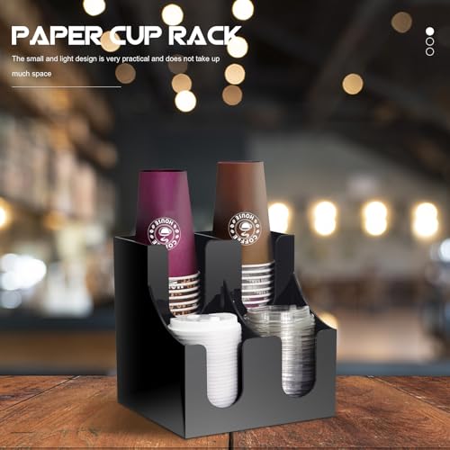 Support gobelets papier acrylique noir : organisateur de table compact - 5