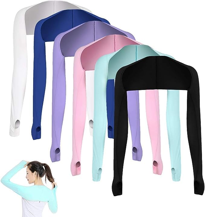 AOUTACC Cooling Shawl Arm Sleeves Sun Protection with Finger Hole Anti-UV, Comfortable Ladies Cooler Shrug Ideal for Women