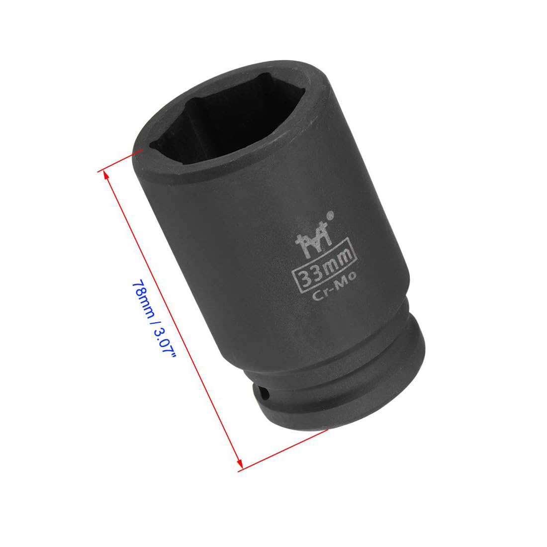 Unifizz 3/4 Inch Drive - 33mm Deep Impact Socket with 6 Point Design, Heat-Treated Cr-V Steel 78mm Length, Metric Sizes - Image 2