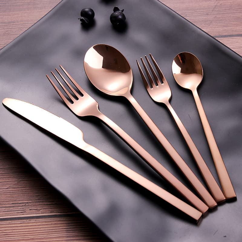 Vaisselle or et argent couverts ensemble en acier inoxydable pour salle à manger