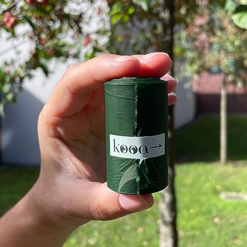 kooa - Kompostierbare Hundekotbeutel | für Hunde | aus Maisstärke | stabiles Material | perforierte Trennlinie zum leichten Abreißen | ohne Duft | Maße: 19,5 x 34 cm | 15 Rollen | 225 Beutel