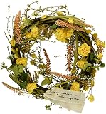 ヘッズ リース 直径約37×10cm イエロー 1個 ナチュラルリース フルリール 造花 HEADS ZAR-NW3
