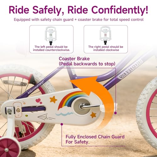 Image of WinHope Girls Bike with Doll Seat, 12 14 16 18 20 Inch Kids Bike for 2-12 | Dual Brake with Training Wheels / Kickstand & Streamers Birthday Gift for Toddler Outdoor Riding, Multiple Colors