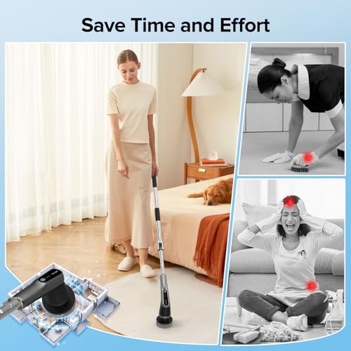 Image of Electric Spin Scrubber, 10-in-1 Shower Scrubber & Retractable Long Handle, 44 lbs High-Torque & Variable Speed Shower Cleaning Brush for Bathroom,Toilet, Bathtub, Kitchen, Tile Floors,