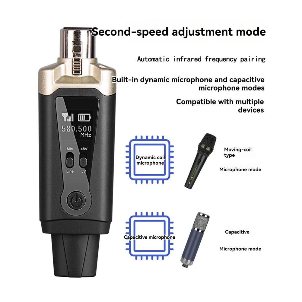 Adattatore Convertitore Mic XLR Microfono Wireless UHF Trasmettitore Ricevitore per Microfono Dinamico A Condensatore