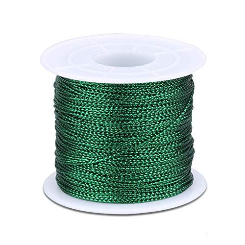 G2PLUS Cordon Verde Cordón Metálico Hilo Verde 1 Rollos 100M Cuerda de Hilo de Navidad se Utiliza para joyería de Bricolaje, Embalaje de Regalo y decoración navideña