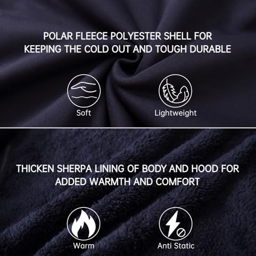 Image of LeeHanTon Sherpa Lined Hoodies for Men Heavyweight Full Zip Up Sweatshirt Thick Fleece Winter Warm Work Jackets Plus Size
