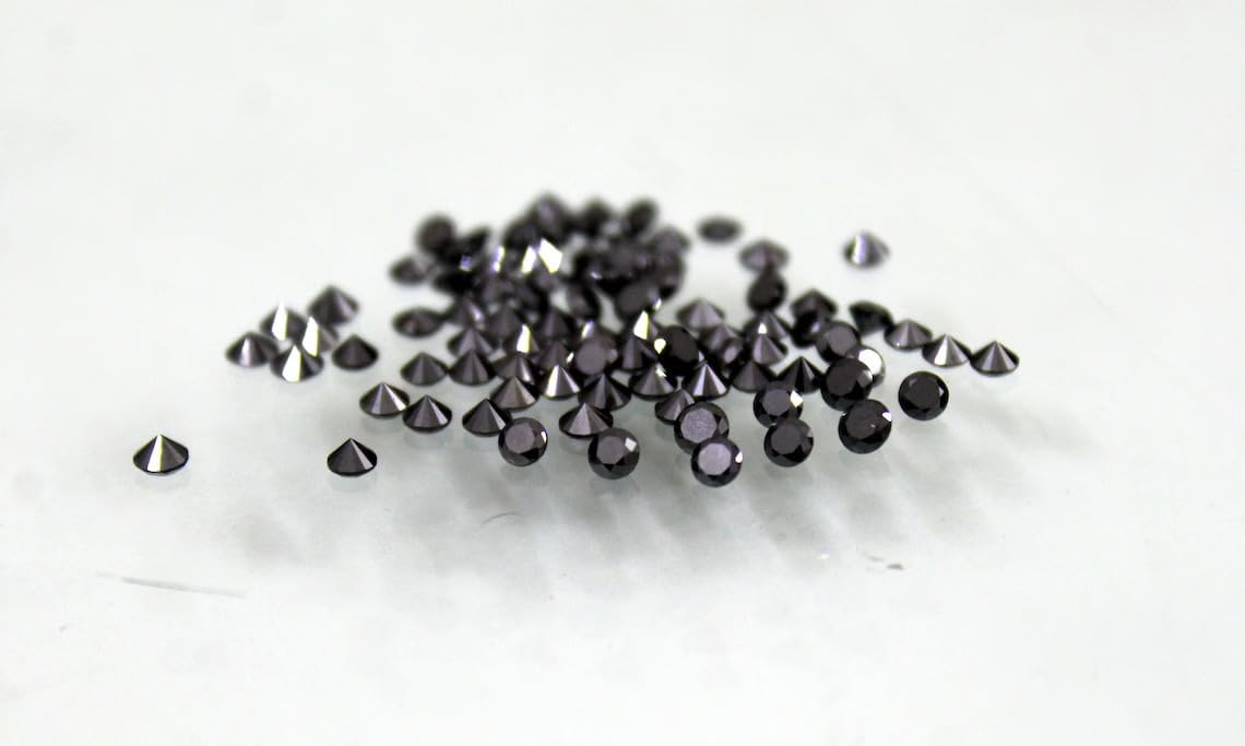2 MM Black Diamond Round Loose Brilliant Cut Gemstone- Small Setting size Genuine Black Diamonds