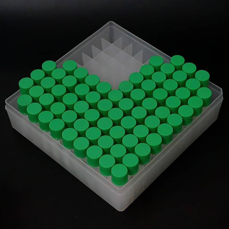 1Set Include One Piece 100- Lattice Digital Code Storage Box for Store Cryovial+100Pieces 1.8ml Plastic Refrigerating Tube(Green Cap Withe Box)